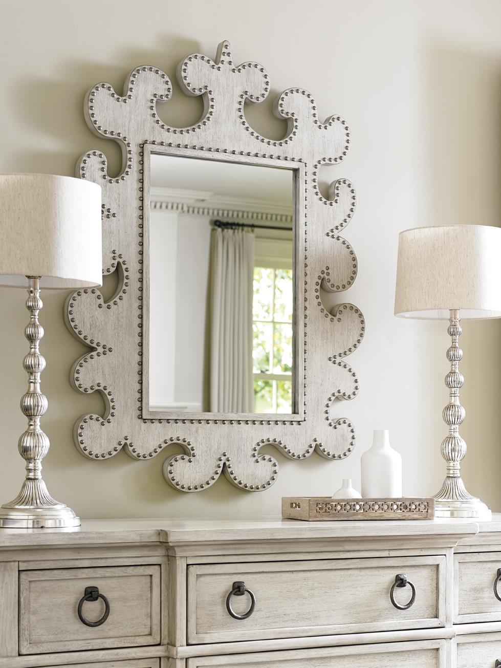 Lexington Oyster Bay 714203 Hempstead Wall Mirror with Scrolled Frame and Nailheads Baer's